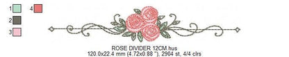 Rose Divider embroidery designs - Roses for kitchen tea towel machine embroidery pattern - Entwined roses file - Instant download pes jef