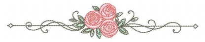 Rose Divider embroidery designs - Roses for kitchen tea towel machine embroidery pattern - Entwined roses file - Instant download pes jef