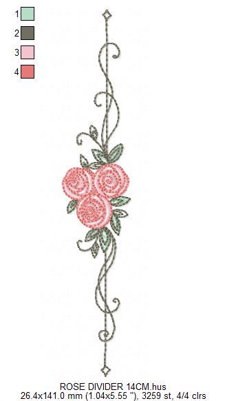 Rose Divider embroidery designs - Roses for kitchen tea towel machine embroidery pattern - Entwined roses file - Instant download pes jef