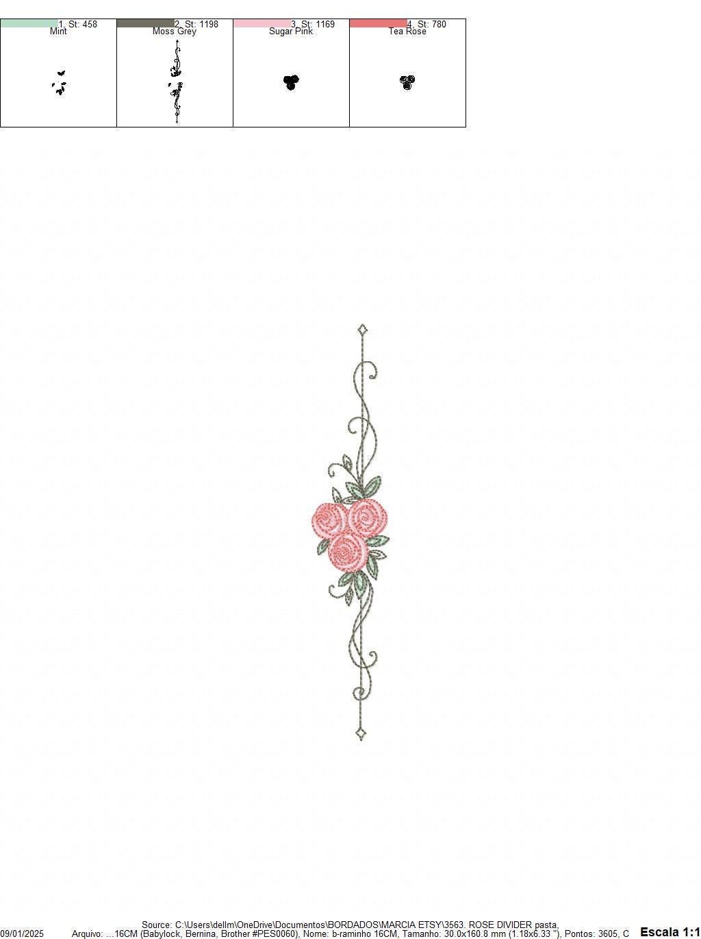 Rose Divider embroidery designs - Roses for kitchen tea towel machine embroidery pattern - Entwined roses file - Instant download pes jef
