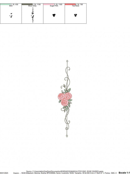Rose Divider embroidery designs - Roses for kitchen tea towel machine embroidery pattern - Entwined roses file - Instant download pes jef
