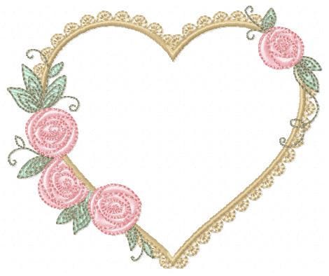 Heart with roses embroidery designs - Monogram Flower frame machine embroidery pattern - Monogram Frame file - pes Instant download pes jef