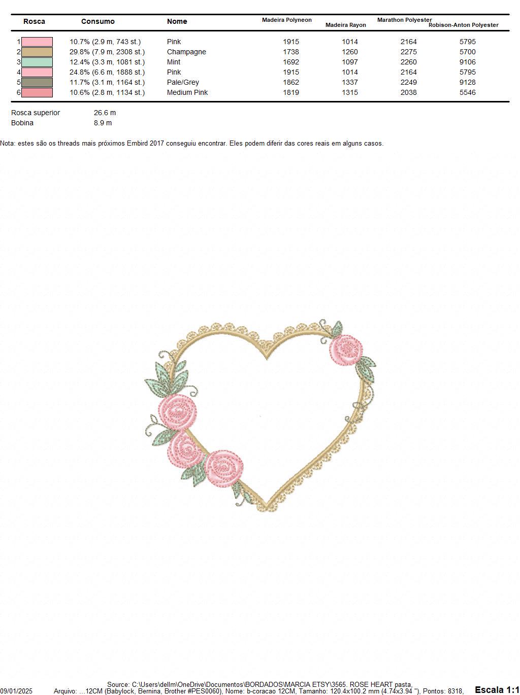 Heart with roses embroidery designs - Monogram Flower frame machine embroidery pattern - Monogram Frame file - pes Instant download pes jef