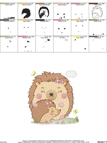 Hedgehog embroidery designs - Woodland Animal machine pattern - Baby Girl Mum and daughter Porcupine file - Instant download pes jef dst hus
