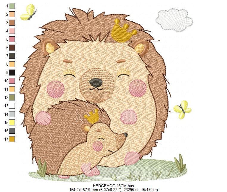 Hedgehog embroidery designs - Woodland Animal machine pattern - Baby Boy Dad and Son Porcupine file - Instant download pes jef dst hus vp3