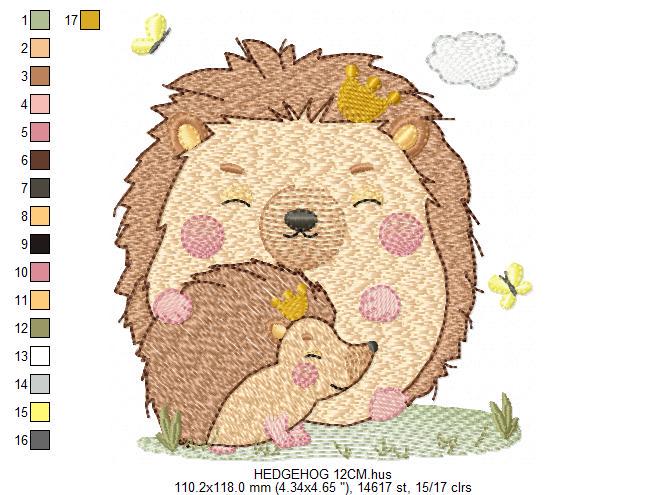 Hedgehog embroidery designs - Woodland Animal machine pattern - Baby Boy Dad and Son Porcupine file - Instant download pes jef dst hus vp3