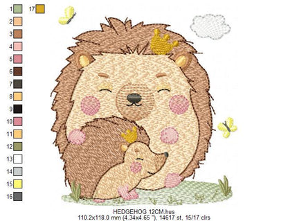 Hedgehog embroidery designs - Woodland Animal machine pattern - Baby Boy Dad and Son Porcupine file - Instant download pes jef dst hus vp3