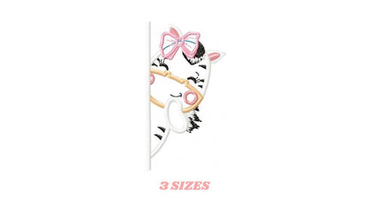 Peek-a-boo Zebra split embroidery designs - Safari female animal with lace machine embroidery pattern - Zebra applique - Instant download