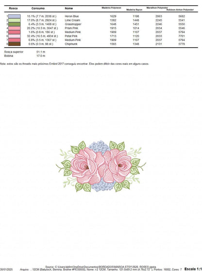 Roses embroidery designs - Kitchen Tea Towel machine embroidery pattern - Red and Blue Flower file - Instant download pes jef dst hus vp3