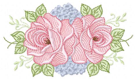 Roses embroidery designs - Kitchen Tea Towel machine embroidery pattern - Red and Blue Flower file - Instant download pes jef dst hus vp3