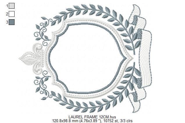 Crown embroidery designs - Laurel frame with banner machine embroidery pattern - Baby Monogram shape file - Instant download pes jef dst hus