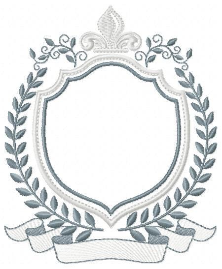 Crown embroidery designs - Laurel frame with banner machine embroidery pattern - Baby Monogram shape file - Instant download pes jef dst hus