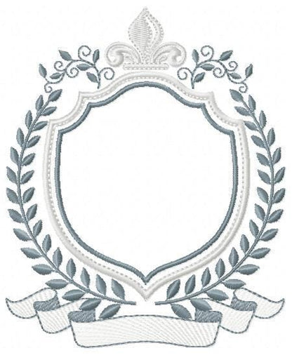 Crown embroidery designs - Laurel frame with banner machine embroidery pattern - Baby Monogram shape file - Instant download pes jef dst hus
