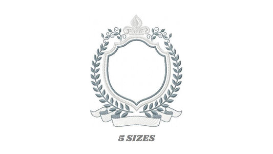 Crown embroidery designs - Laurel frame with banner machine embroidery pattern - Baby Monogram shape file - Instant download pes jef dst hus