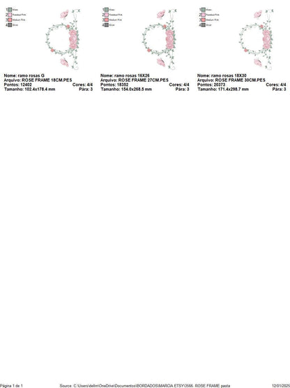 Monogram Frame with roses and butterflies embroidery designs - Flower Laurel Wreath machine embroidery pattern - Instant download pes jef