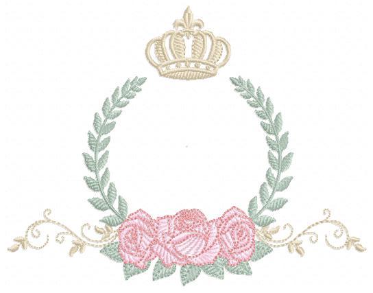 Roses laurel with Crown embroidery designs - Flower Wreath machine embroidery pattern - Newborn monogram file - Instant download pes jef dst