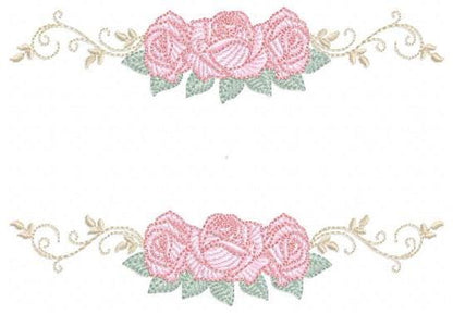 Roses split embroidery designs - Flowers for kitchen tea towel machine embroidery pattern - Entwined roses file - Instant download pes jef