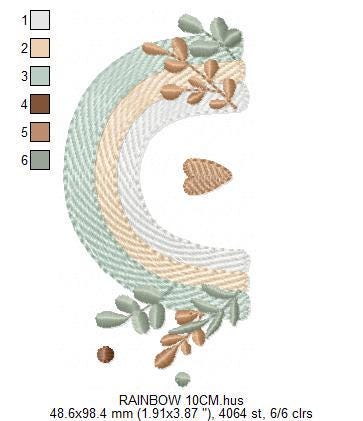 Boho Rainbow embroidery design - Colorful Rainbow with laurel machine embroidery pattern - Newborn Baby girl file - Instant download pes jef