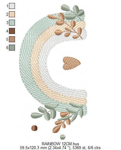 Boho Rainbow embroidery design - Colorful Rainbow with laurel machine embroidery pattern - Newborn Baby girl file - Instant download pes jef
