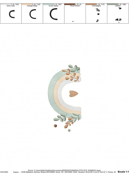 Boho Rainbow embroidery design - Colorful Rainbow with laurel machine embroidery pattern - Newborn Baby girl file - Instant download pes jef