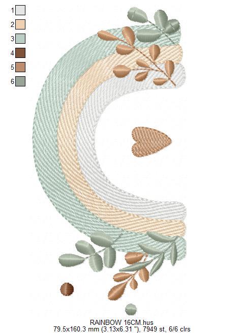 Boho Rainbow embroidery design - Colorful Rainbow with laurel machine embroidery pattern - Newborn Baby girl file - Instant download pes jef