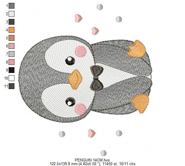 Penguin with bow tie embroidery design - Winter Water Antarctic Animal machine embroidery pattern - Baby boy file - Instant download pes