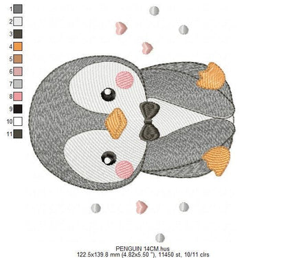 Penguin with bow tie embroidery design - Winter Water Antarctic Animal machine embroidery pattern - Baby boy file - Instant download pes