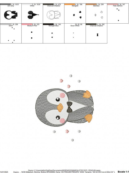 Penguin with bow tie embroidery design - Winter Water Antarctic Animal machine embroidery pattern - Baby boy file - Instant download pes