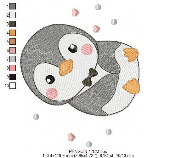 Penguin with bow tie embroidery design - Winter Water Antarctic Animal machine embroidery pattern - Baby boy file - Instant download jef