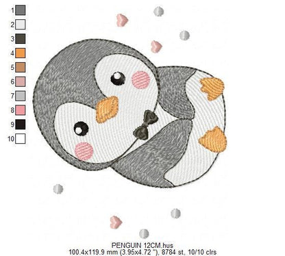 Penguin with bow tie embroidery design - Winter Water Antarctic Animal machine embroidery pattern - Baby boy file - Instant download jef
