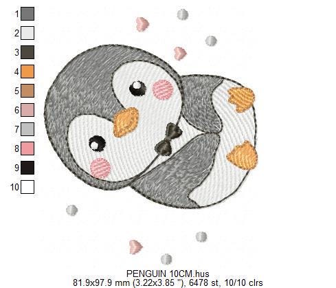 Penguin with bow tie embroidery design - Winter Water Antarctic Animal machine embroidery pattern - Baby boy file - Instant download jef