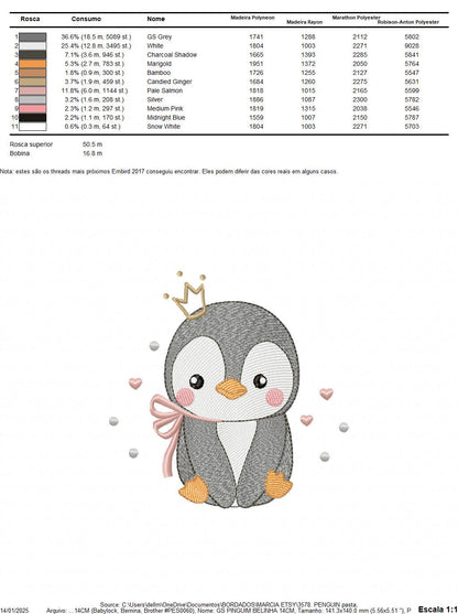 Penguin with crown embroidery design - Winter Water Antarctic Animal machine embroidery pattern - Baby boy file - Instant download dst pes