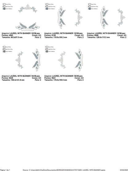 Crown embroidery designs - Laurel frame with banner machine embroidery pattern - Baby Monogram shape file - Instant download pes jef dst hus