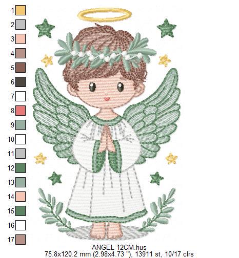Angel embroidery designs - Angelic Baby boy machine embroidery pattern - Boy with wings and halo embroidery file - instant download pes jef
