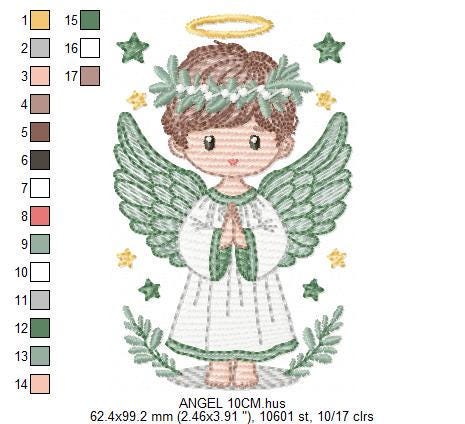 Angel embroidery designs - Angelic Baby boy machine embroidery pattern - Boy with wings and halo embroidery file - instant download pes jef