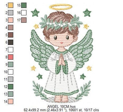 Angel embroidery designs - Angelic Baby boy machine embroidery pattern - Boy with wings and halo embroidery file - instant download pes jef