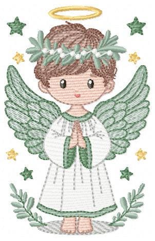 Angel embroidery designs - Angelic Baby boy machine embroidery pattern - Boy with wings and halo embroidery file - instant download pes jef