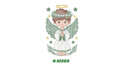 Angel embroidery designs - Angelic Baby boy machine embroidery pattern - Boy with wings and halo embroidery file - instant download pes jef