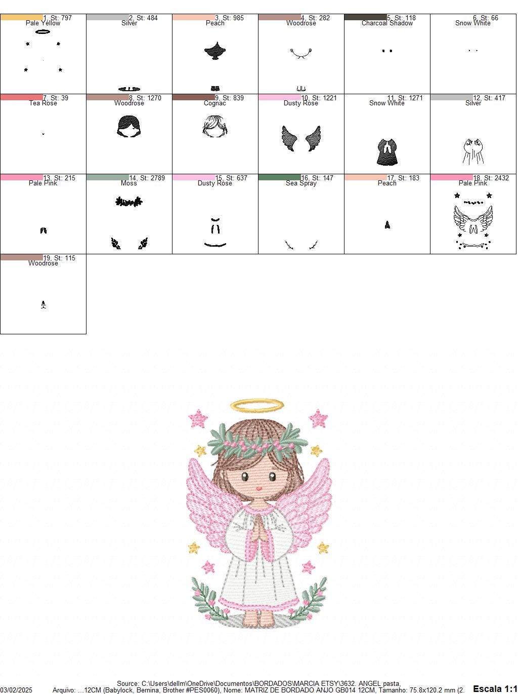 Angel embroidery designs - Angelic Baby girl machine embroidery pattern - Girl with wings and halo embroidery file - instant download pes