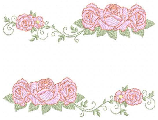 Roses split embroidery designs - Flower Kitchen Towel divider machine embroidery pattern - Entwined roses file - Instant download pes jef