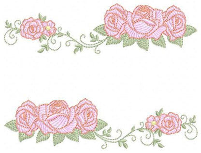 Roses split embroidery designs - Flower Kitchen Towel divider machine embroidery pattern - Entwined roses file - Instant download pes jef