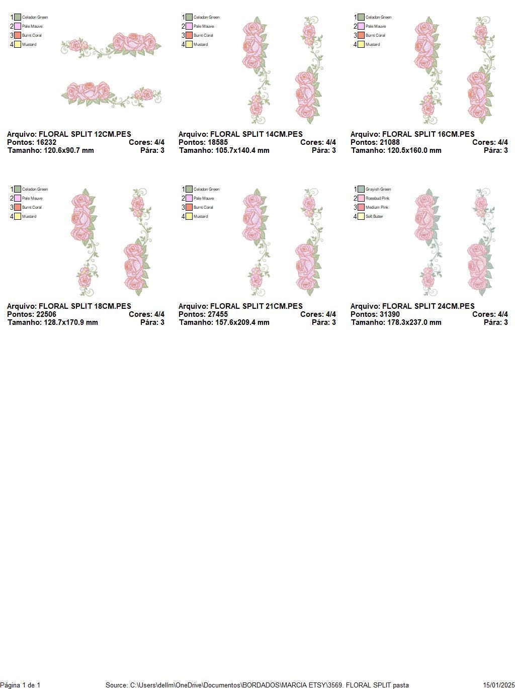 Roses split embroidery designs - Flower Kitchen Towel divider machine embroidery pattern - Entwined roses file - Instant download pes jef