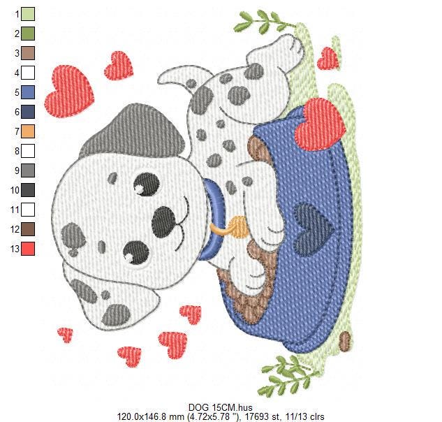 Dalmatian embroidery designs - Puppy Dog machine pattern - Animal House Pet file - Baby girl and boy embroidery - Instant digital download