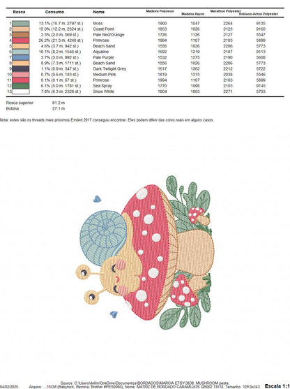 Snail and Mushroom embroidery designs - Toad machine embroidery pattern - Fantasy Magical Garden Forest file - Instant download pes jef dst