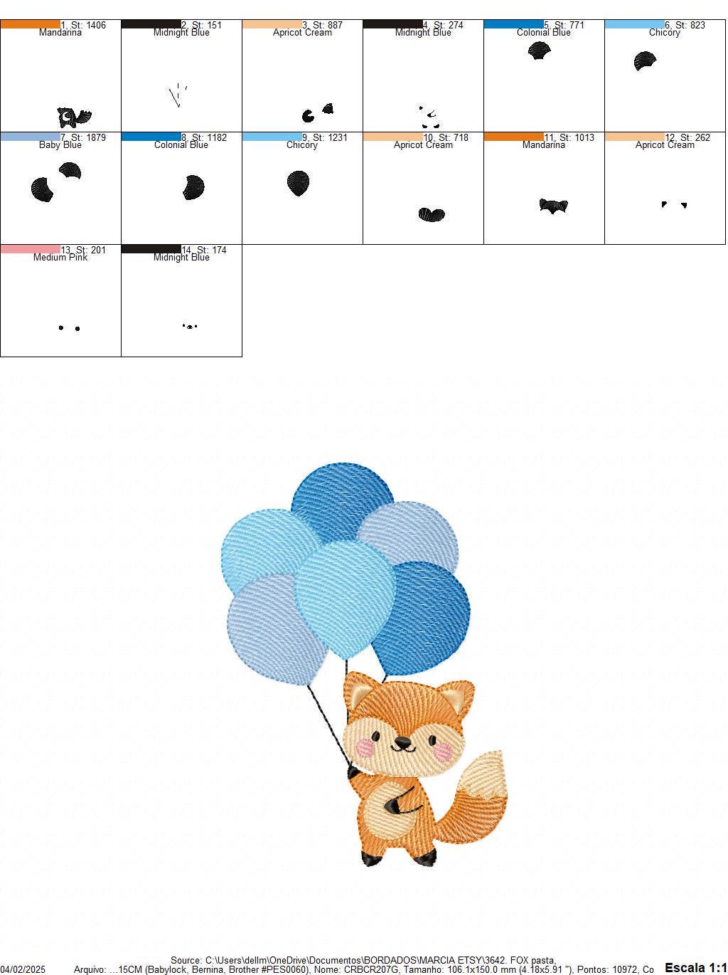 Fox with balloons embroidery designs - Baby boy red fox machine embroidery pattern - Woodland Animal Birthday Party file - Instant download