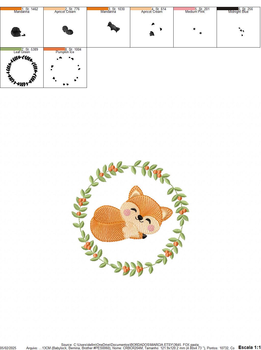 Fox with laurel frame embroidery designs - Sleeping Red Fox machine embroidery pattern - Woodland Animal file - Baby boy - Instant download