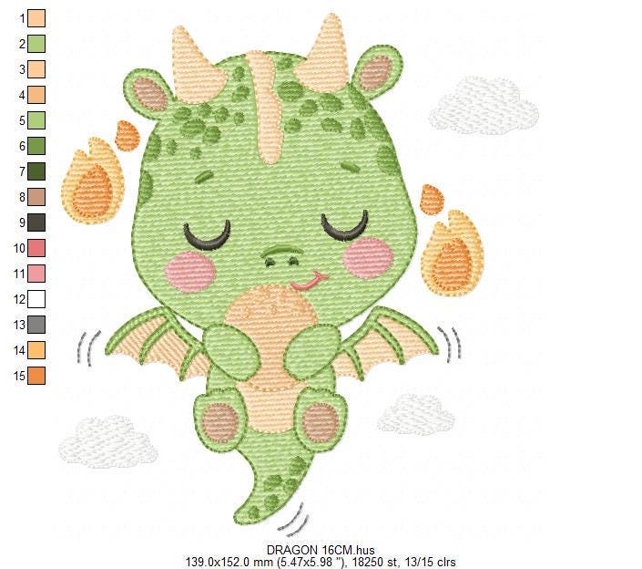 Dragon embroidery designs - Flying Dragon machine embroidery pattern - Baby boy embroidery file - Instant digital download pes jef dst hus