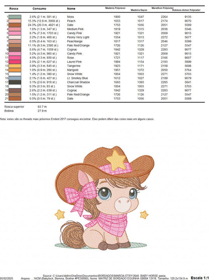 Cowgirl Horse embroidery design - Farm animal machine embroidery pattern - Girl Horse with bandana hat and sherriff file - Instant download