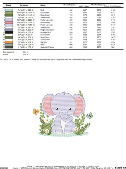 Elephant embroidery designs - Safari Wild Animal machine embroidery pattern - Baby Boy file - Flowers, plants, butterfly - Instant download