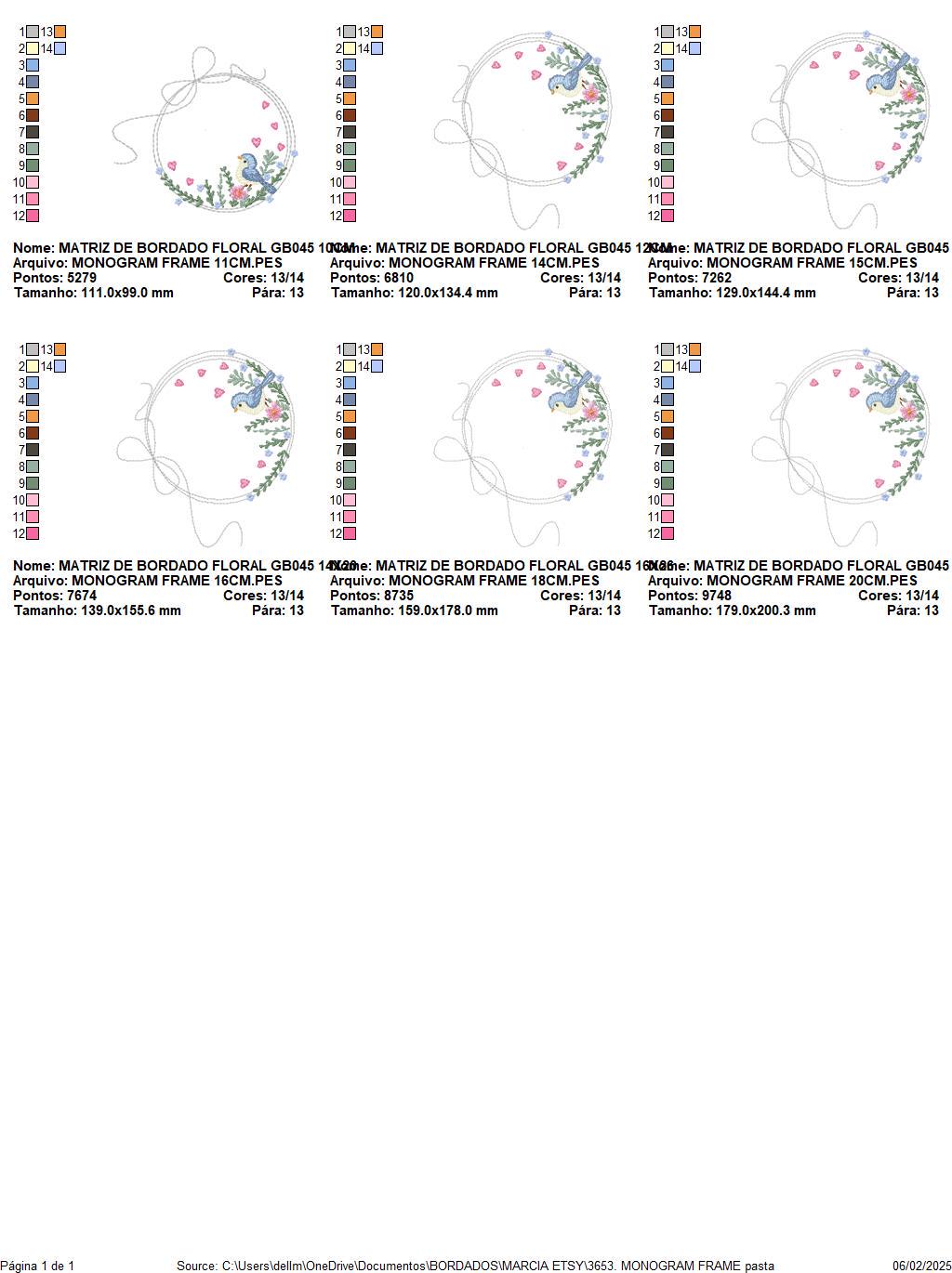 Bird with flower frame embroidery designs - Birds frame with hearts embroidery pattern - Floral tag file - Instant download pes jef dst hus